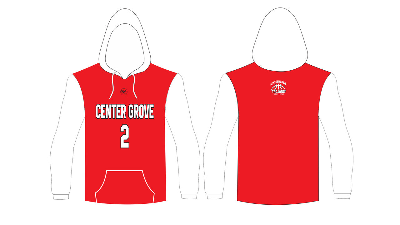 Center Grove Travel Basketball Long Sleeve Shooting Shirt Hoodie - Red