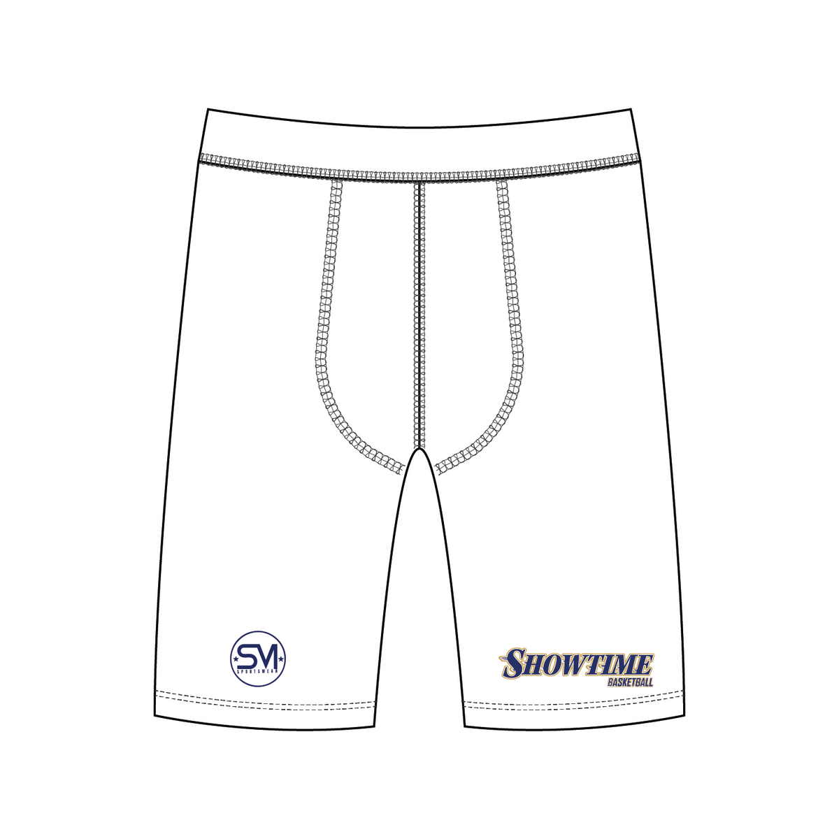 Showtime Basketball Compression Shorts - White