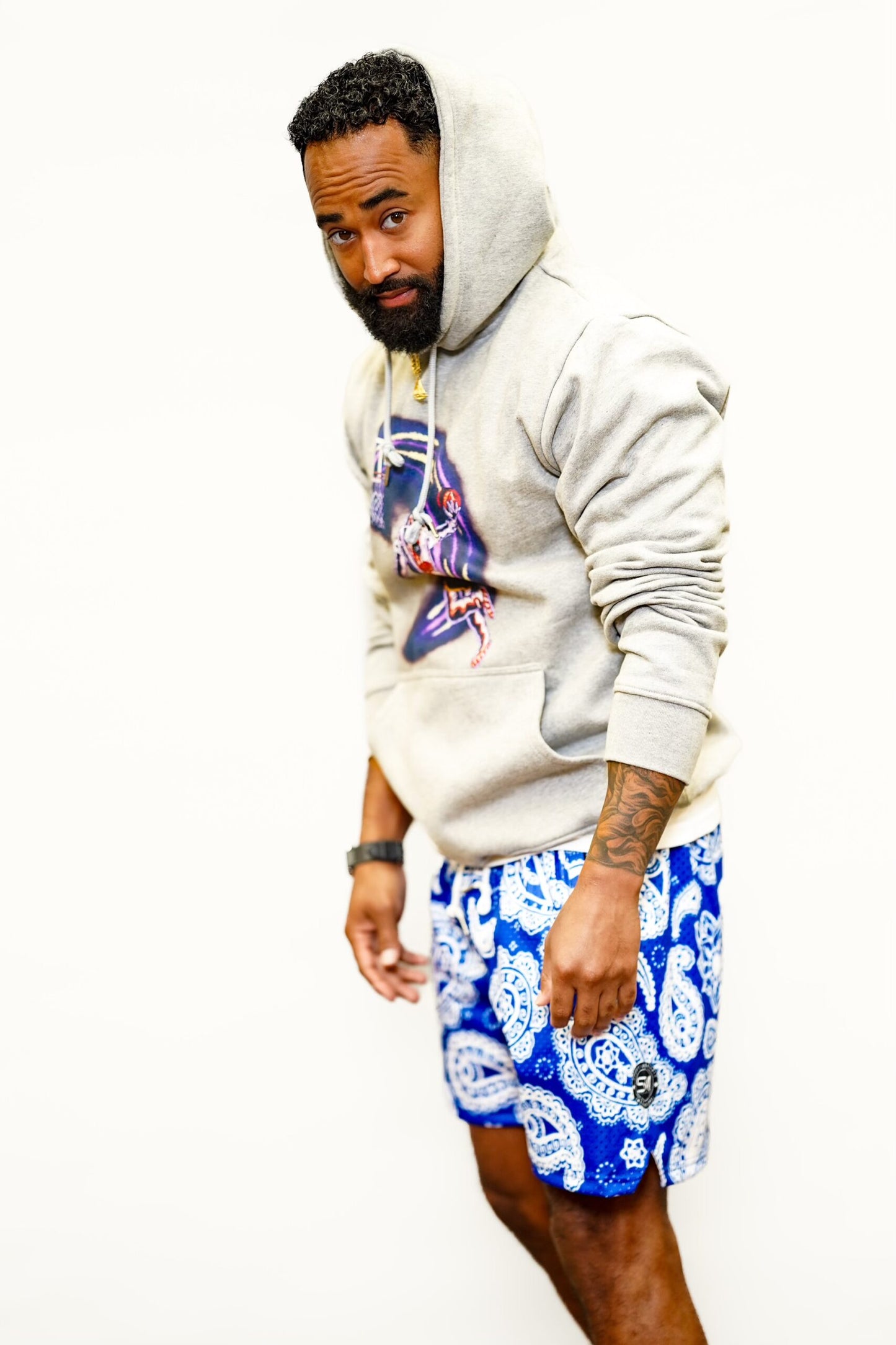 Mesh Paisley Shorts - Blue