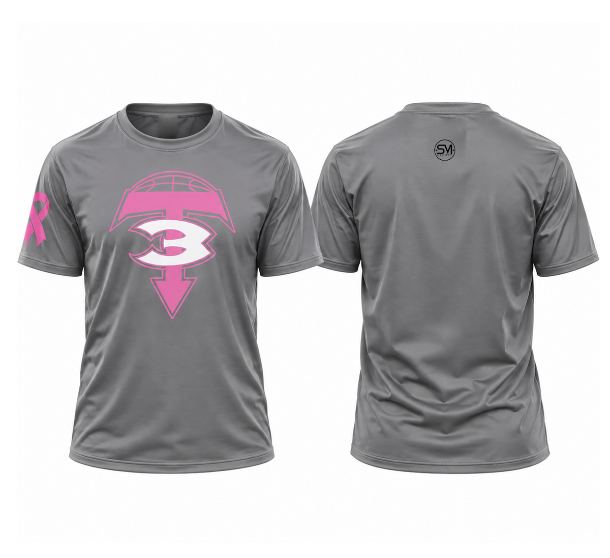 3T Pink Logo Tee - Gray