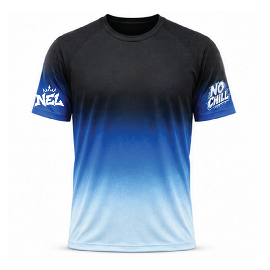 No Chill Compression Shirt - Black/Blue Ombre