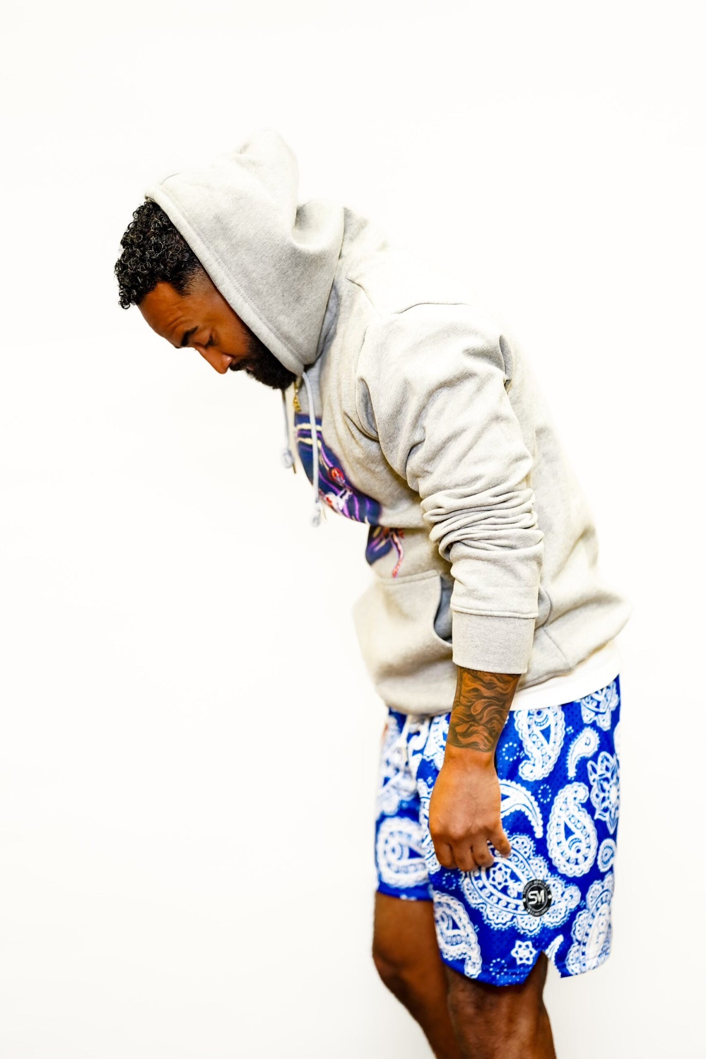 Mesh Paisley Shorts - Blue