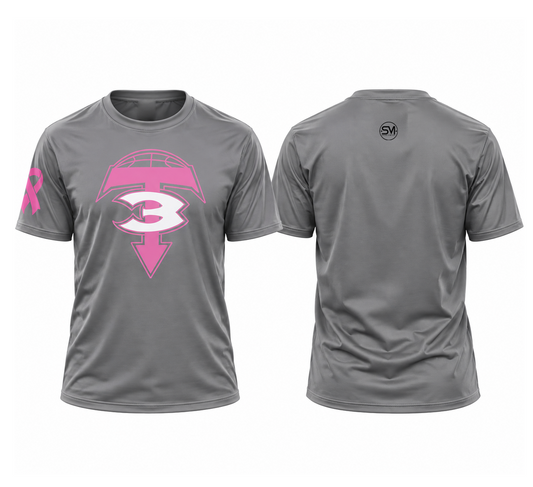 3T Pink Logo Tee - Gray