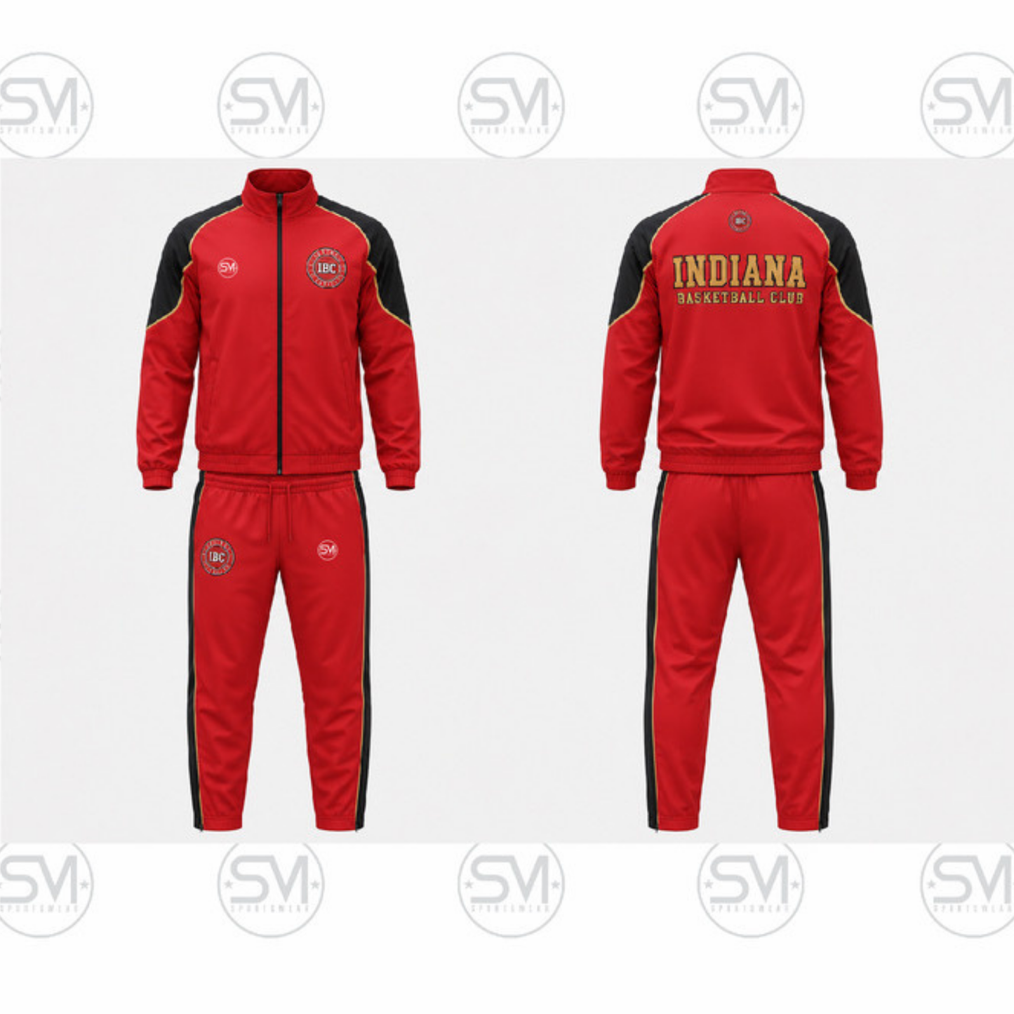 Indiana Basketball Club Full Zip Sweatsuit - Red