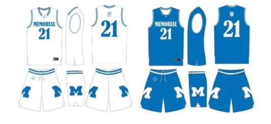 Memorial Basketball Reversible Full Uniform - Blue/White