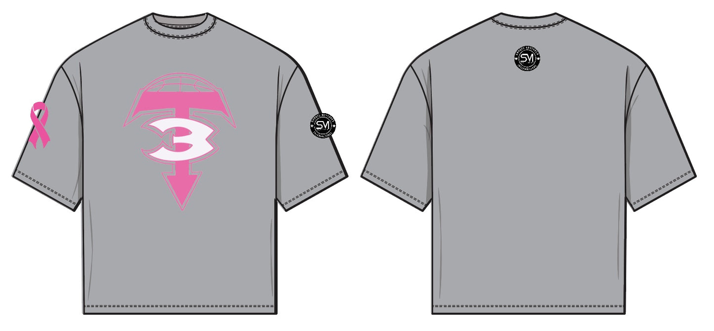 3T Pink Logo Tee - Gray