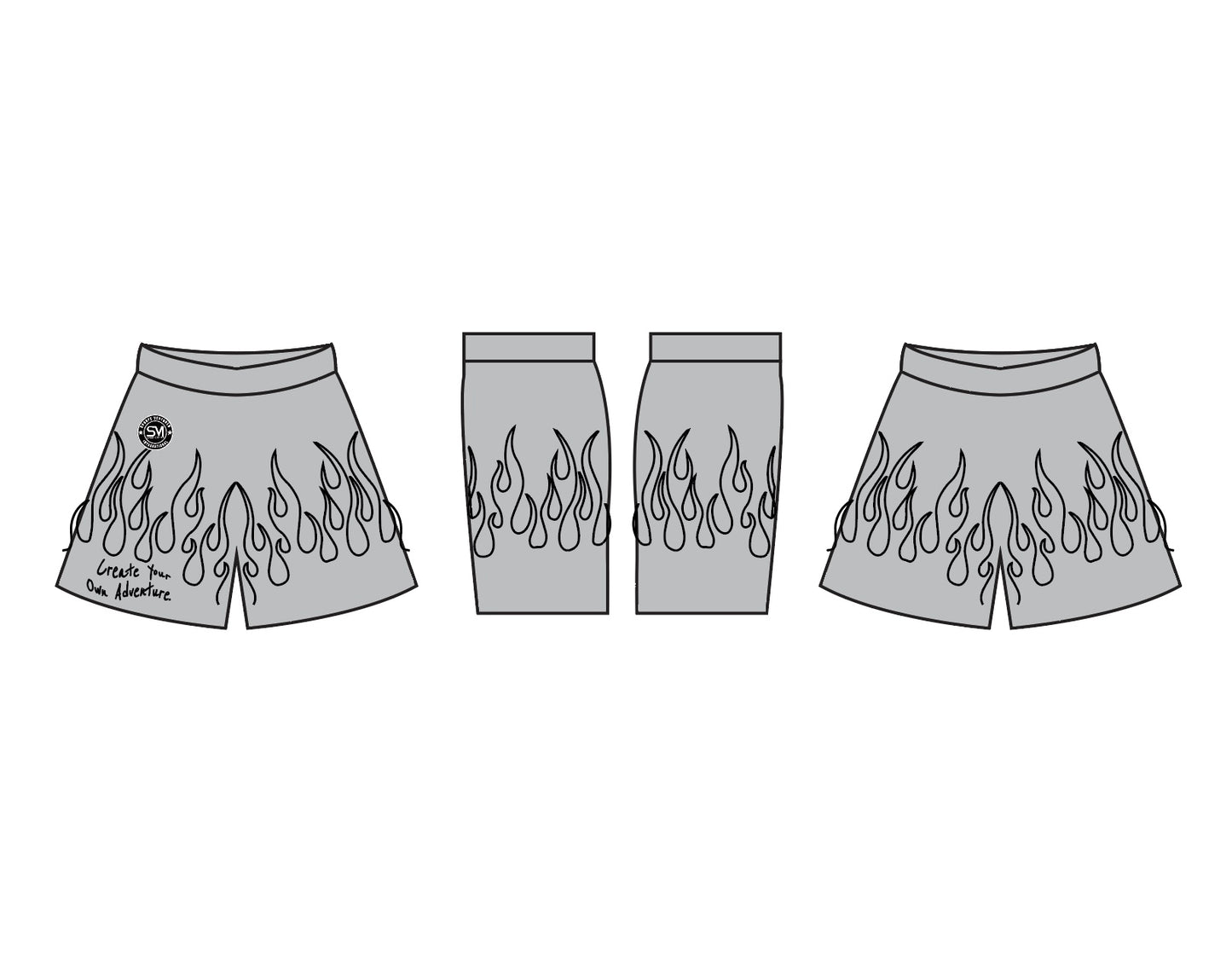 Mesh Flame Shorts - Grey