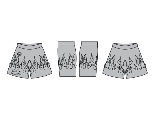 Mesh Flame Shorts - Grey