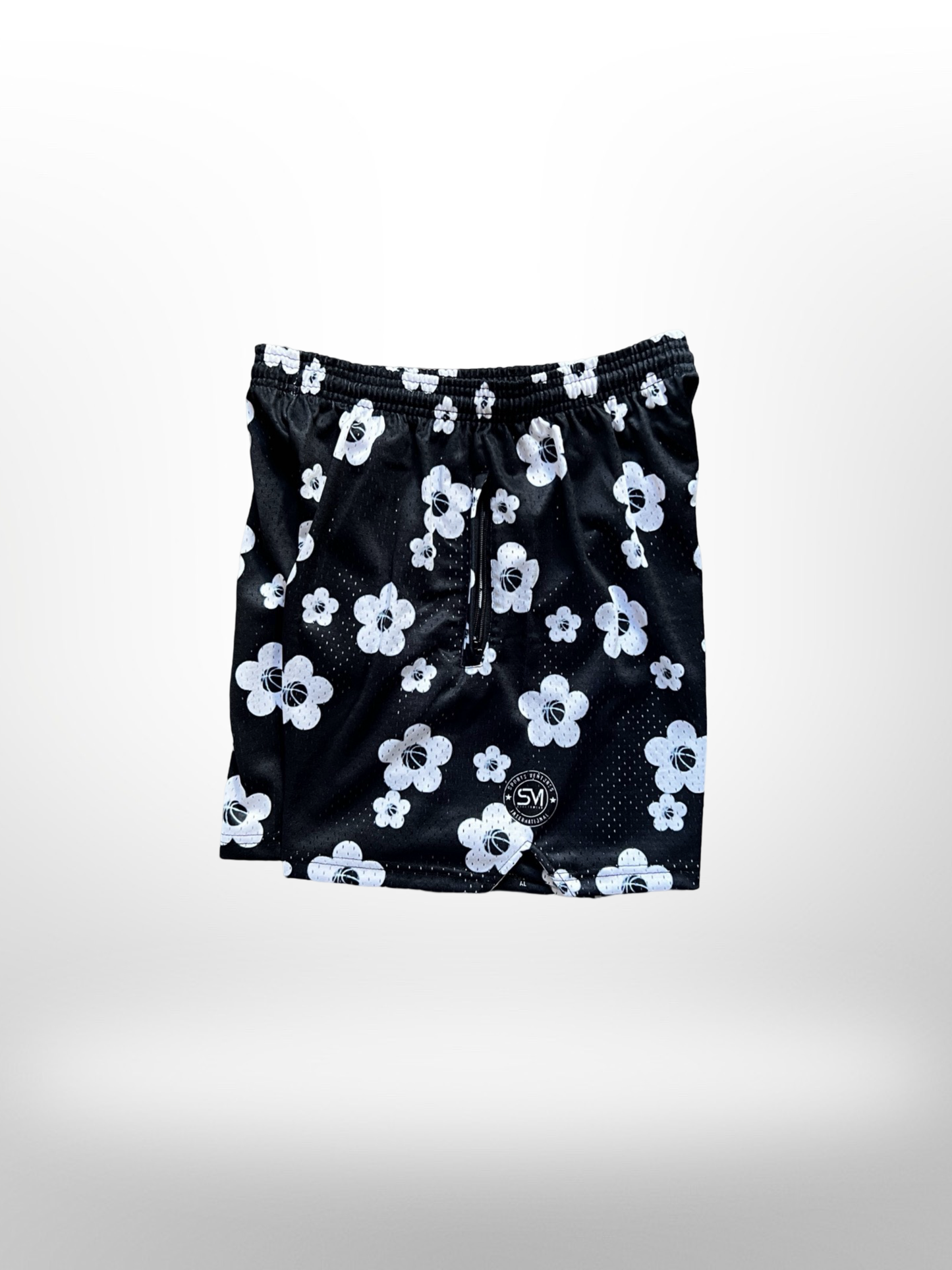 Mesh Paisley Shorts - Black