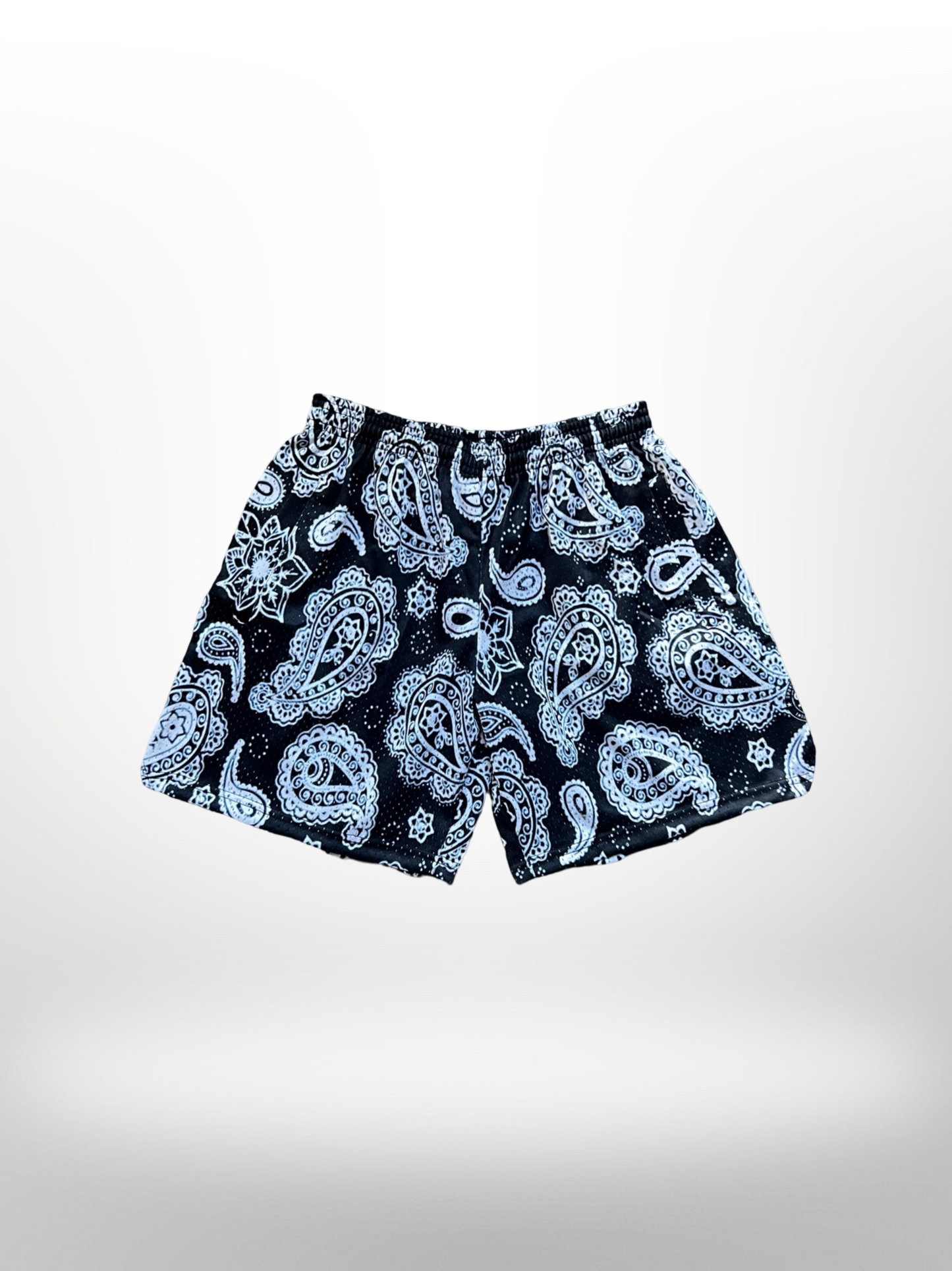 Mesh Paisley Shorts - Black