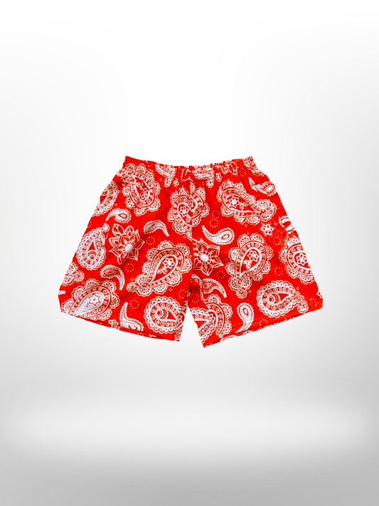 Mesh Paisley Shorts - Orange