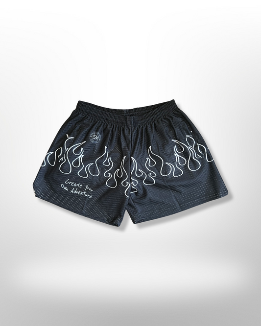 Mesh Flame Shorts - Black
