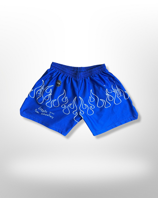 Mesh Flame Shorts - Blue